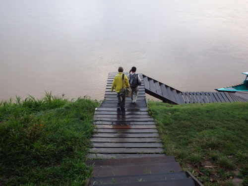 Terry and the Guide are heading down to the boat.